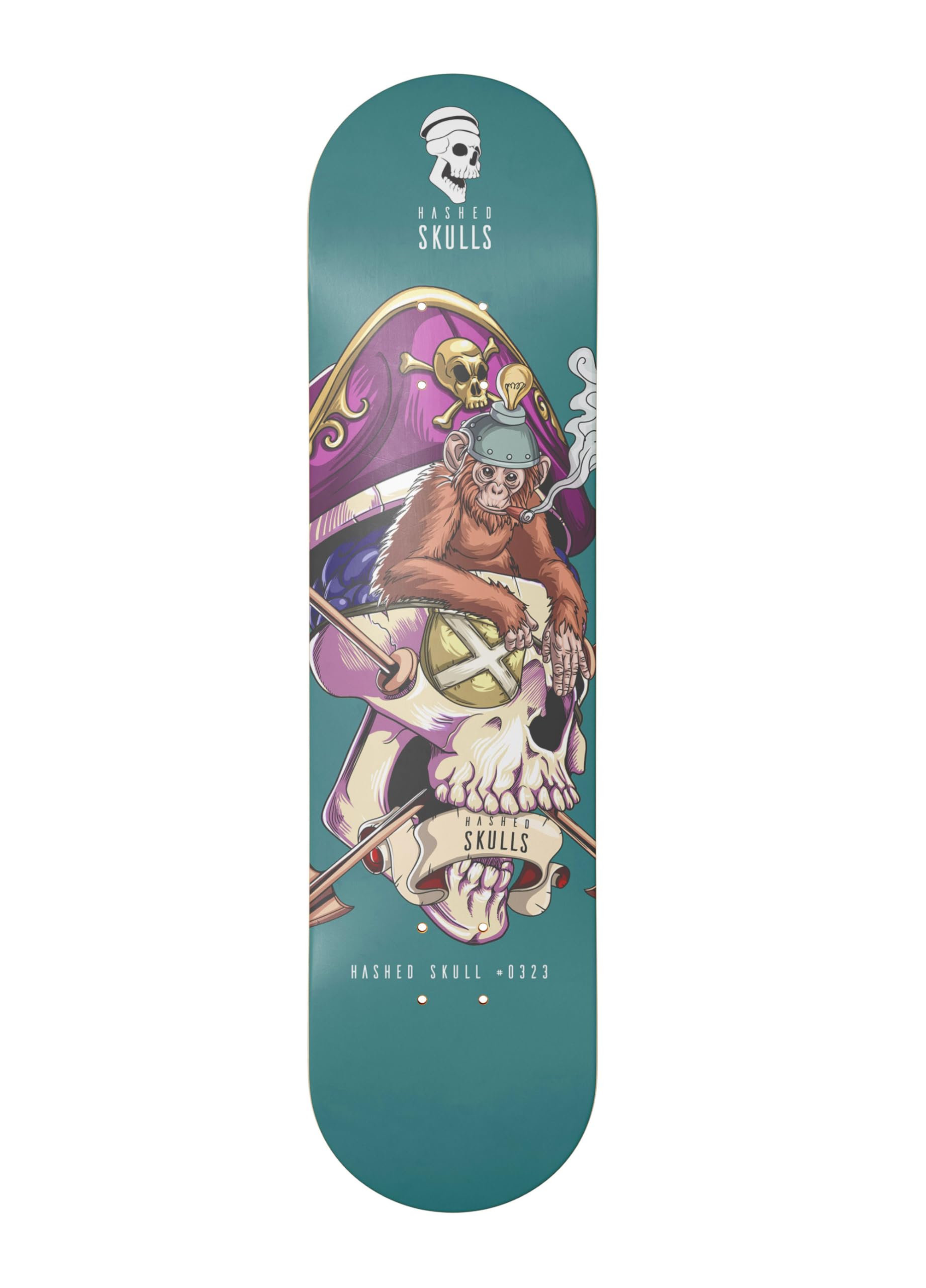 Shape de Skate Profissional 8.00 Hashed Skull #0323 Deck Maple